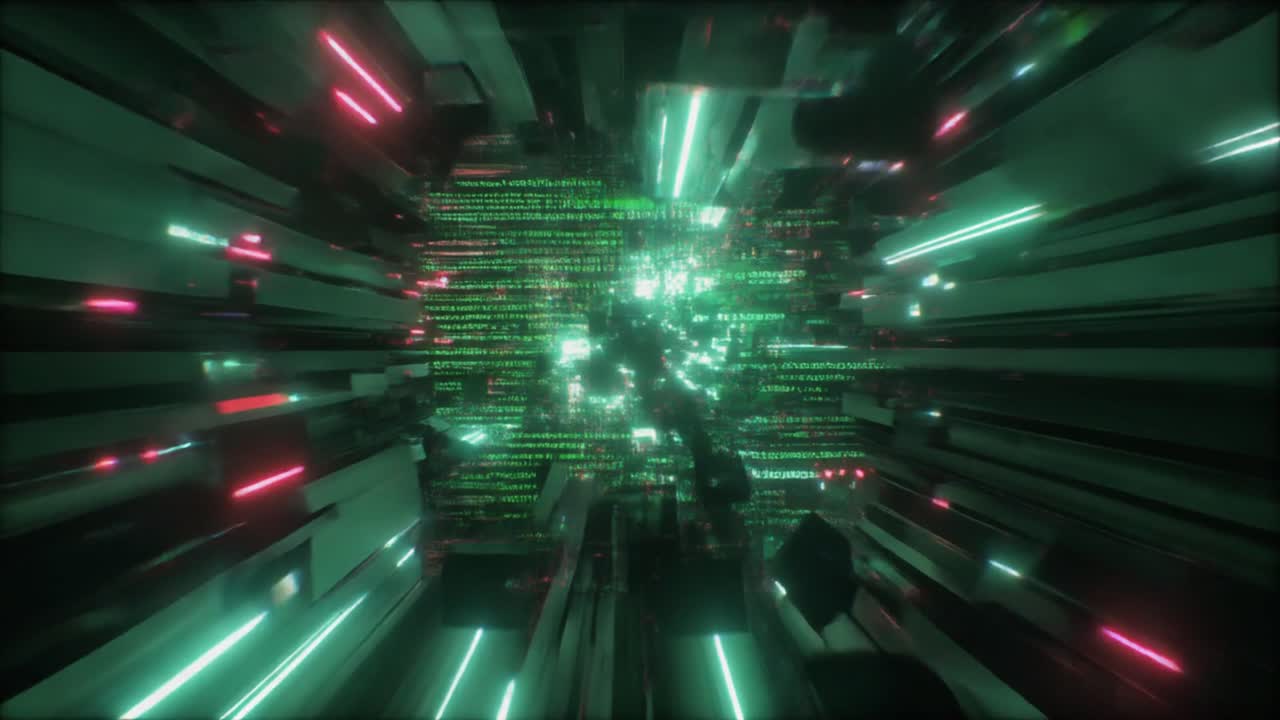 Flying Through a Futuristic Digital Data Tunnel
