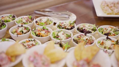 buffet food presented on individual plates