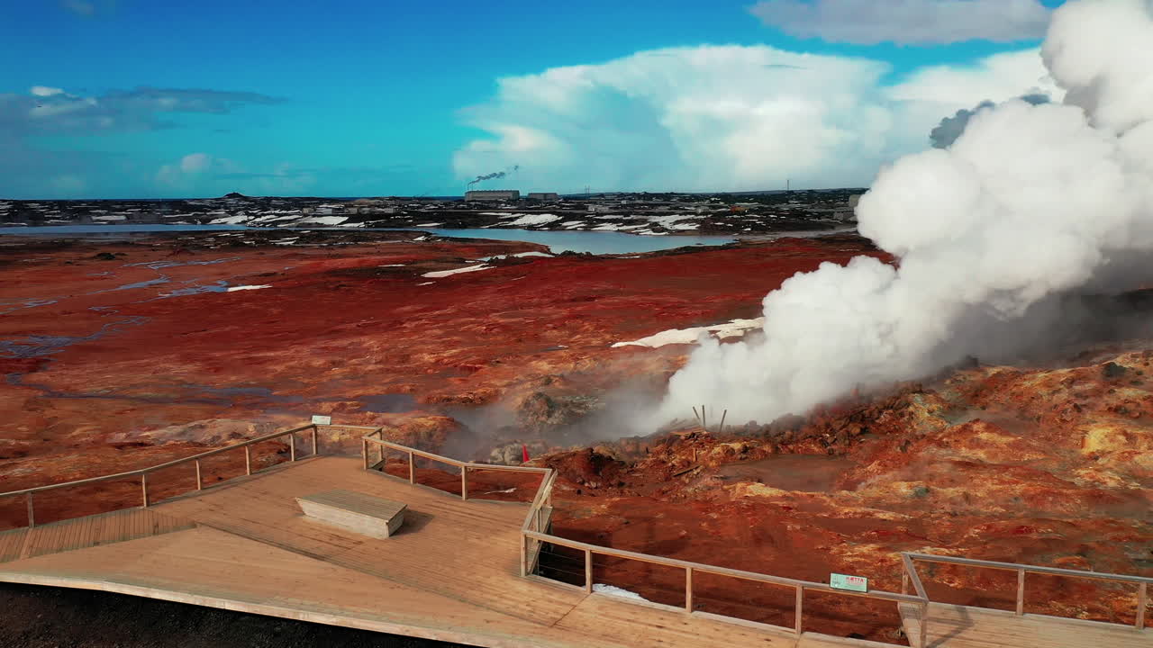 vista aérea de la zona geotérmica en islandia