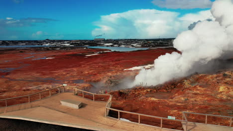 vista aérea de la zona geotérmica en islandia
