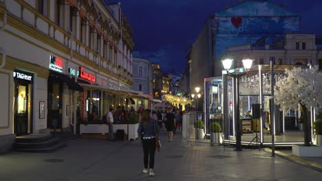 kuznetskiy most street, moscow, russia. night walk on the illuminated street