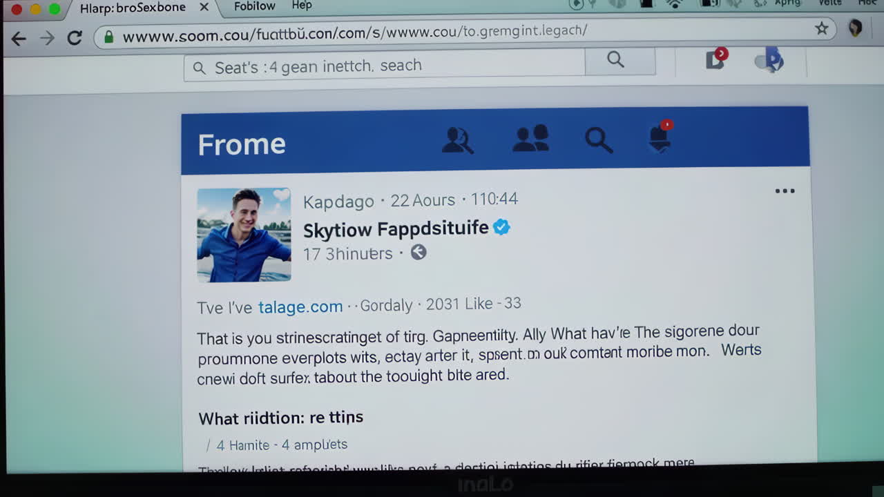 Social Media Feed on Laptop Screen