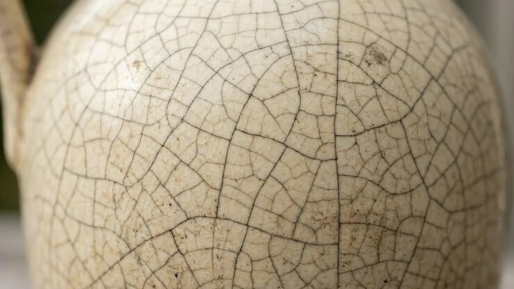 Close-up of Crackle Glaze Pottery