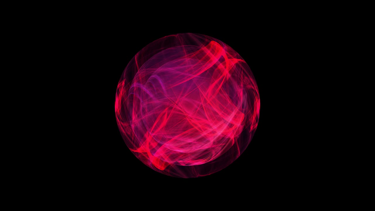 Abstract seamless loop sci-fi chaotic fantasy futuristic light flickering red ball isolated on black background with alpha channel. 4K 3D rendering effect element for abstract science or technology.