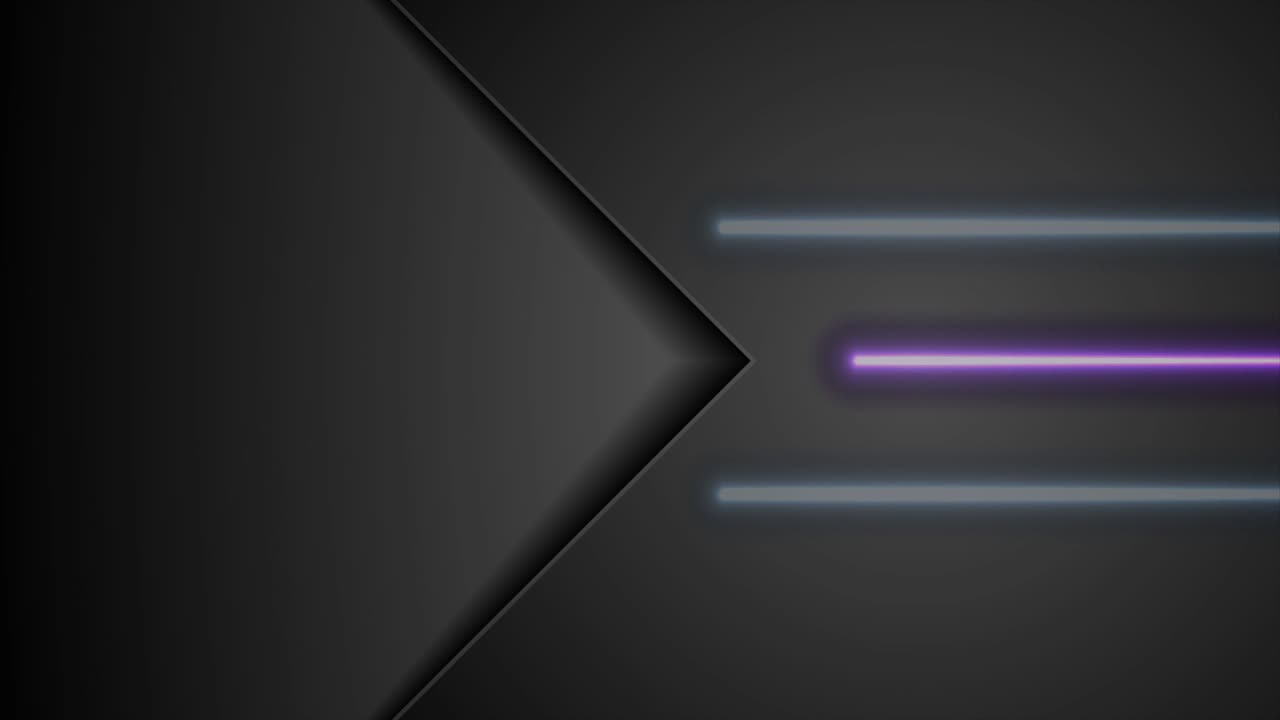 Sort tech abstrakt bevægelsesbaggrund med blåt og violet neon glødende lys