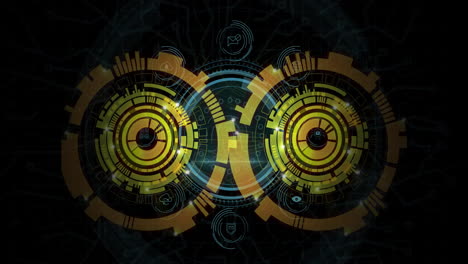 animation of futuristic digital interface with circular patterns in school setting