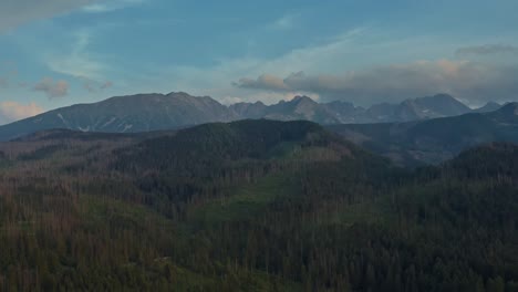 mountainscape and forests over villages in podhale region, southern poland