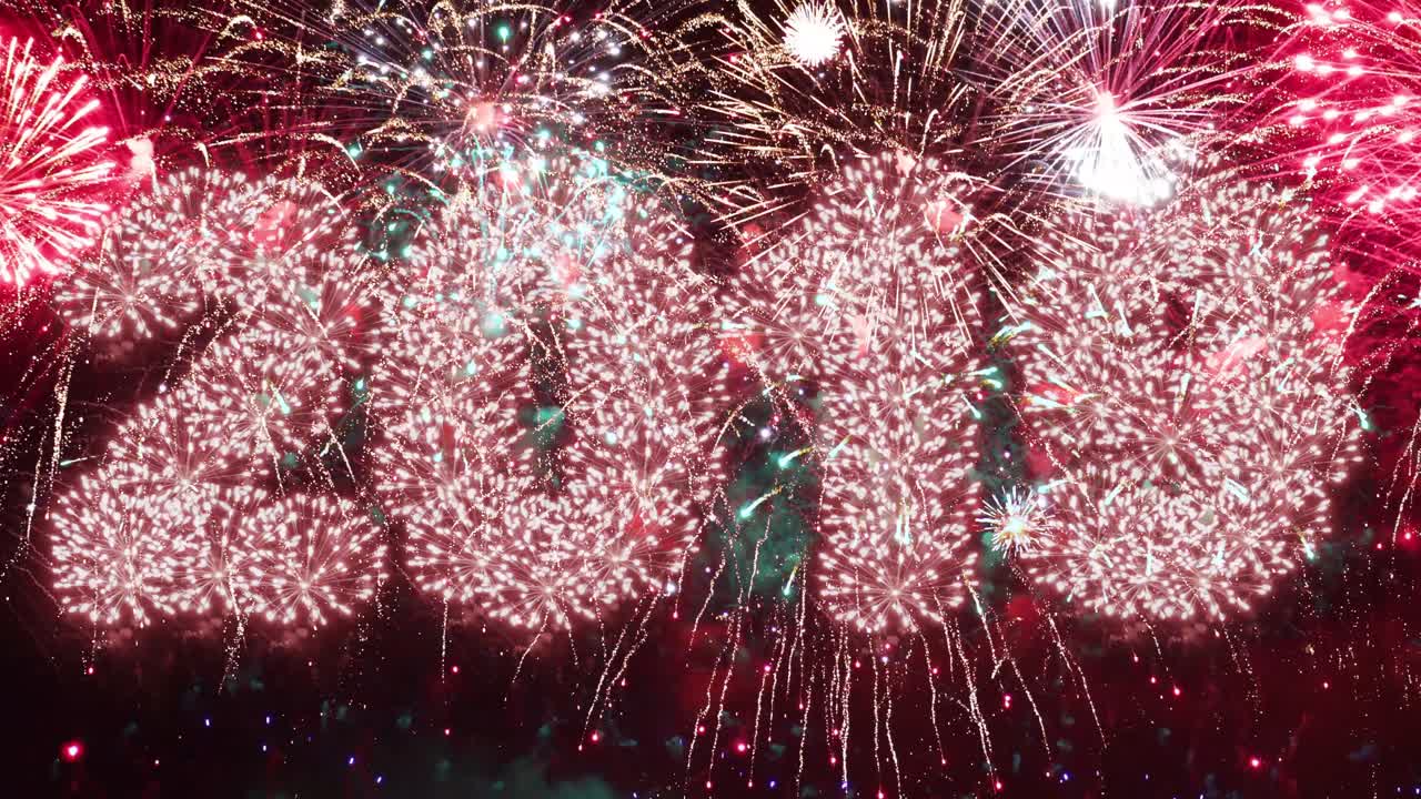 fuegos artificiales navideños de nochevieja con números 2019 de voleas.