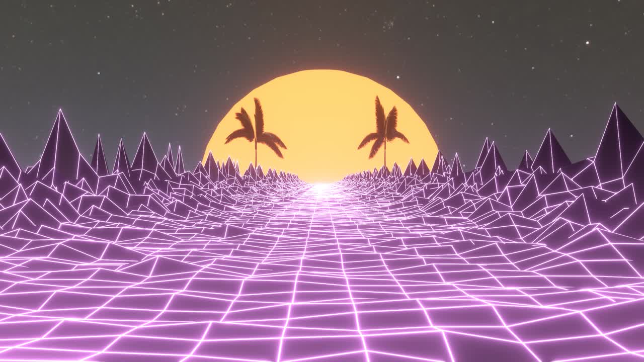 80년대 레트로 추상 3d 애니메이션 배경