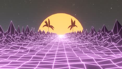 el fondo de animación 3d retro de los años 80