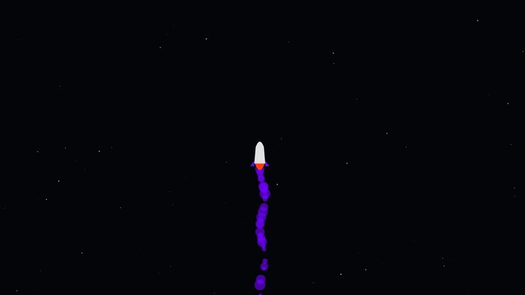 Animated Rocket Launching Into Deep Space