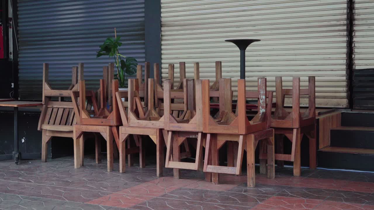 Empty chairs during Coronavirus at restaurant