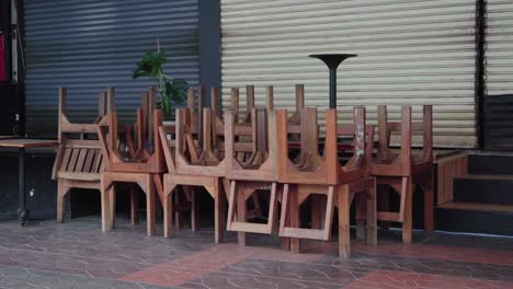 empty chairs during coronavirus at restaurant