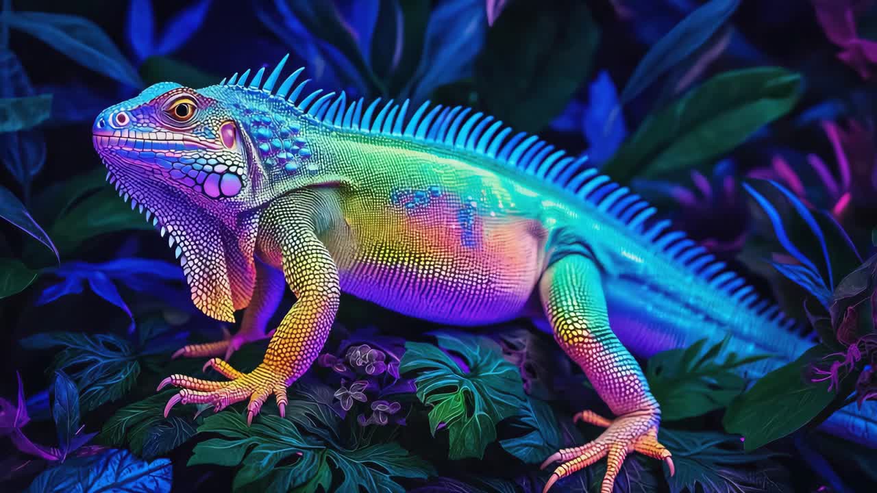 Colorful Iguana Portrait