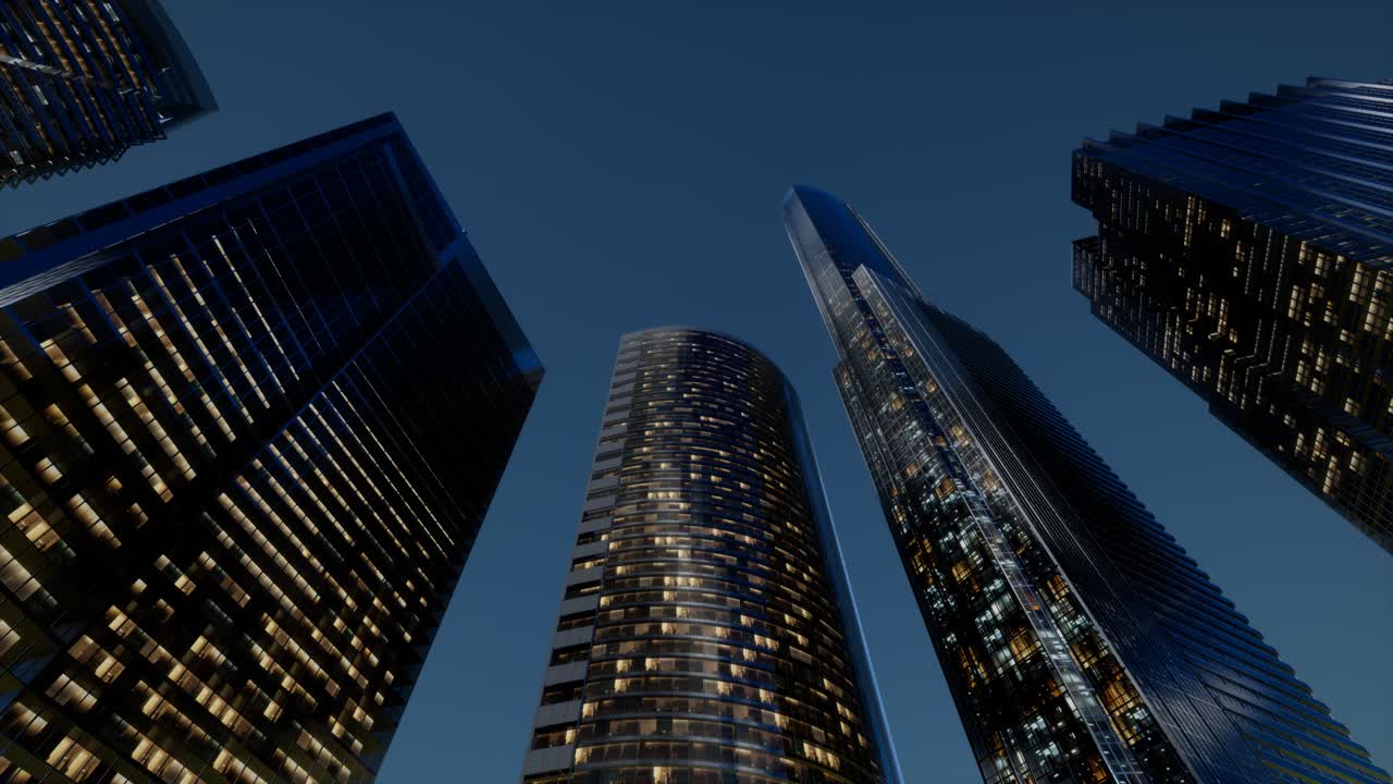 rascacielos de la ciudad por la noche