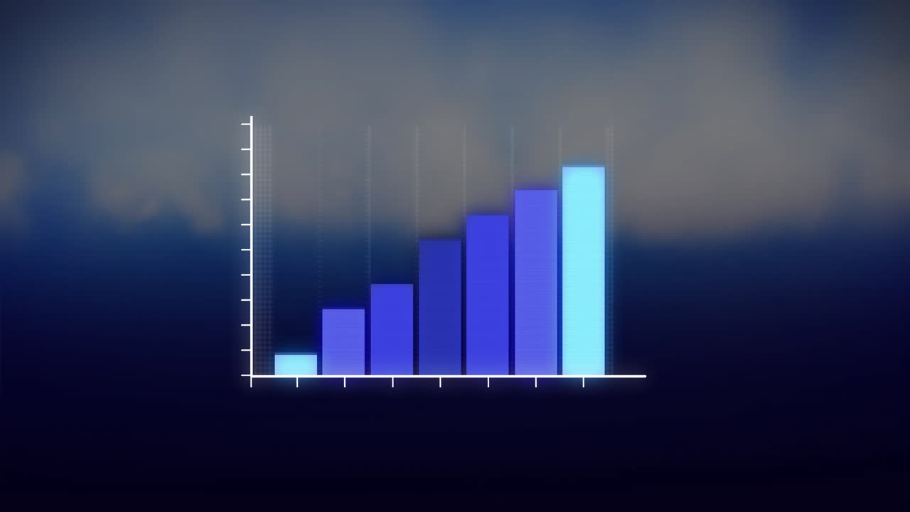 Bar chart animation showing increasing data values over dark gradient background
