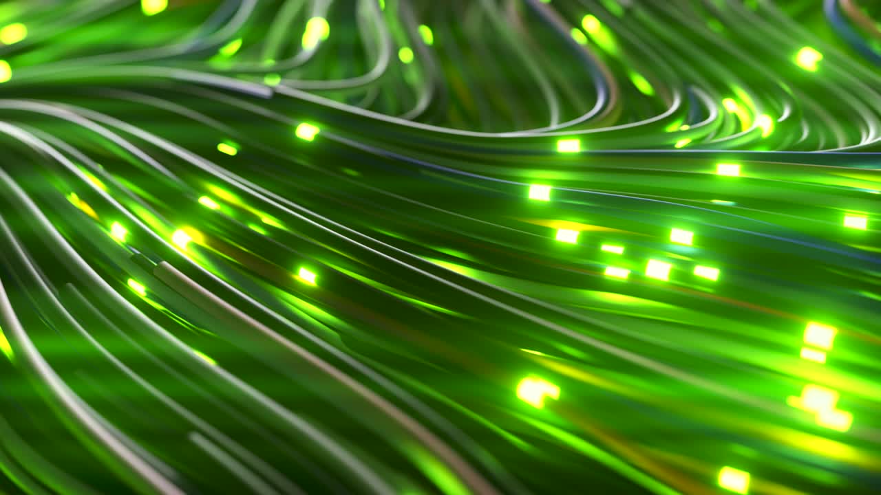 cables de fibra óptica de color verde brillante abstractos