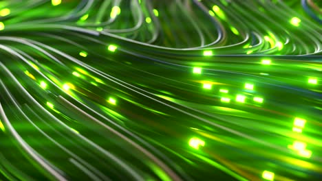 abstract glowing green fiber optic cables