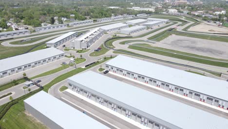 m1 concourse racetrack in pontiac, michigan, aerial drone view