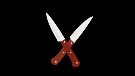 A-pair-of-knives-crossed-icon-concept-loop-animation-video-with-alpha-channel