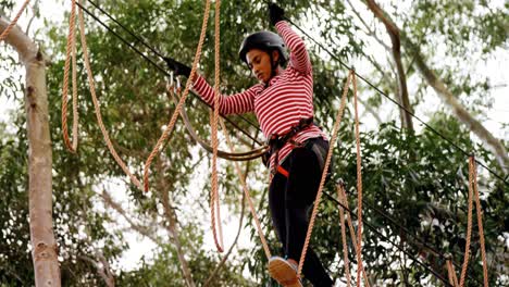 woman walking on the rope 4k