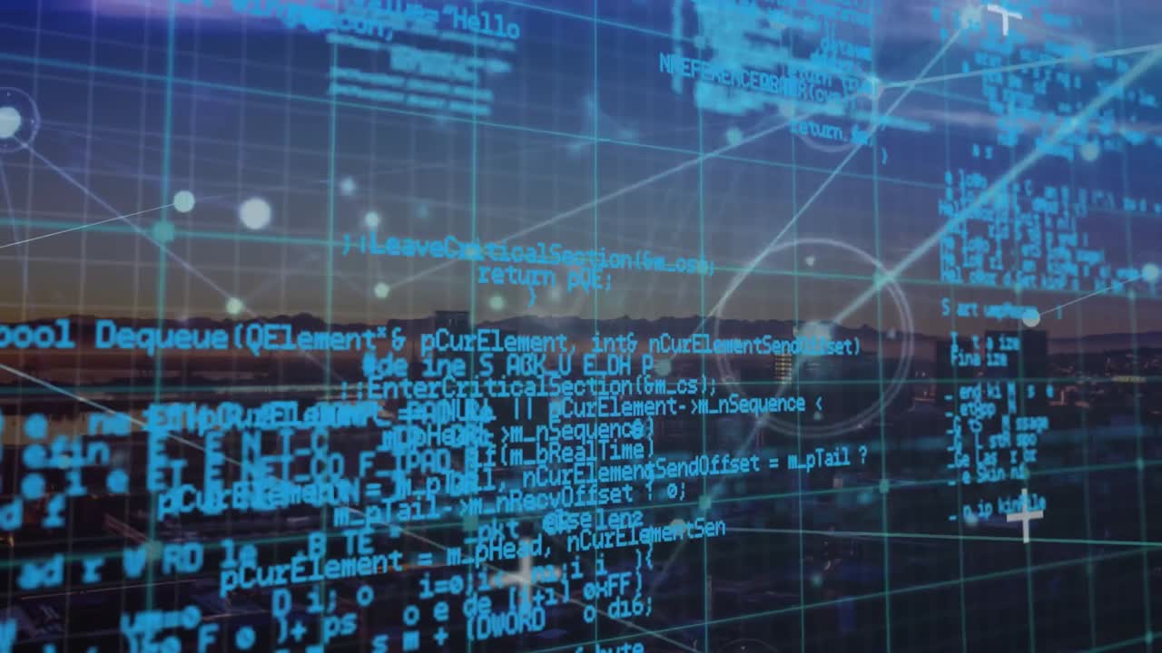 animazione della rete di connessioni e elaborazione dei dati sul paesaggio urbano