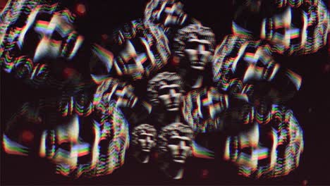 Graphics generated with the computer technology, it's about a face of a statue in 3d with black background
