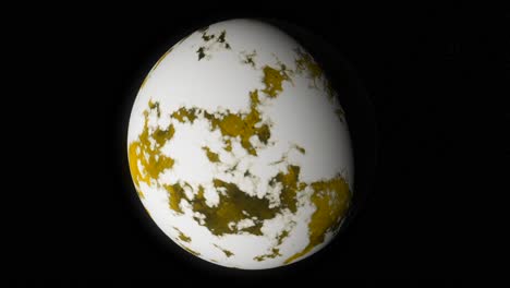 planeta alienígena con superficie amarilla y blanca