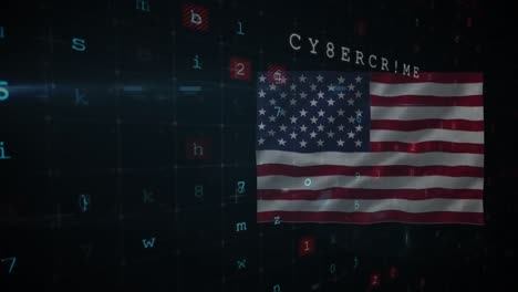 conceptos de seguridad cibernética procesamiento de datos contra la bandera de los ee.uu.