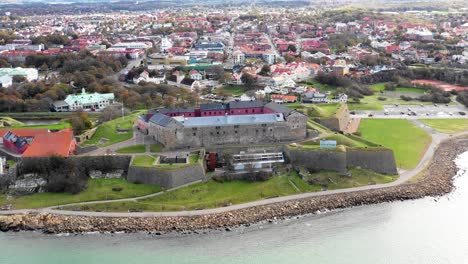 hyperlapse aerial view of old fortress by the ocean