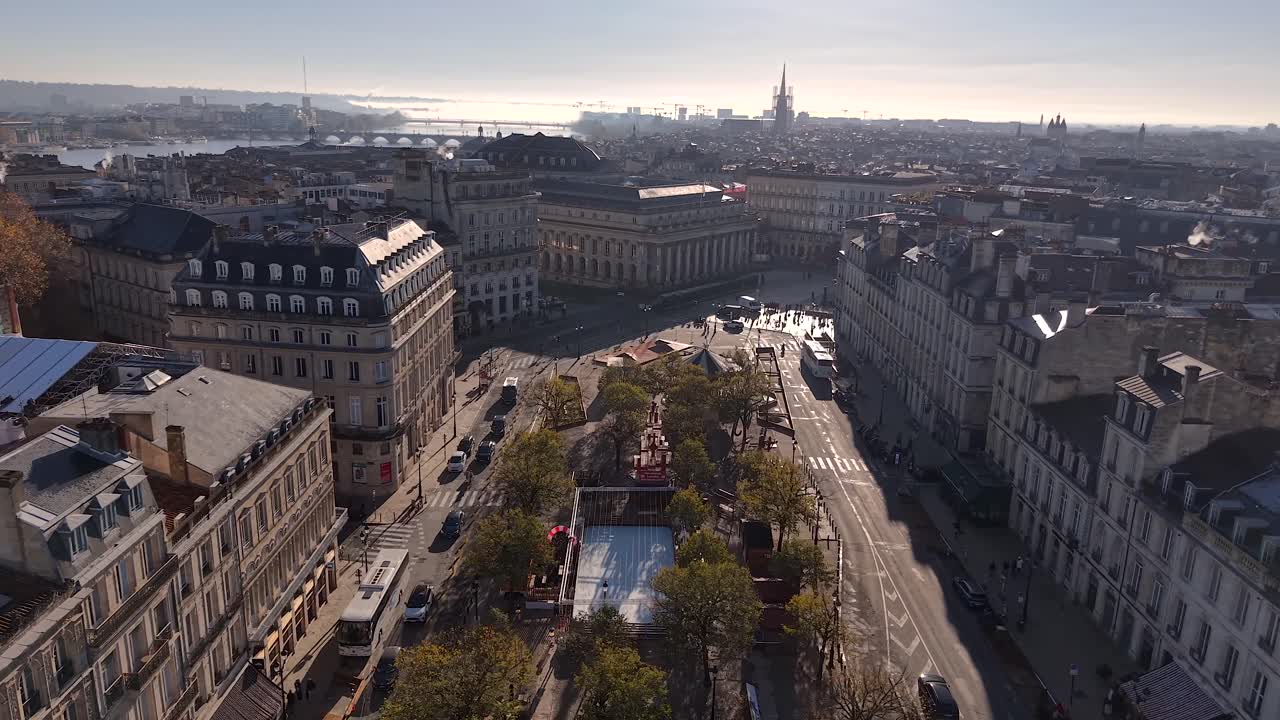 Aerial view of Bordeaux city, UNESCO World Heritage Site, the Golden Triangle, the allees de Tourny