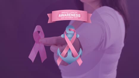 animación de concienciación sobre el cáncer de mama texto sobre mujer caucásica