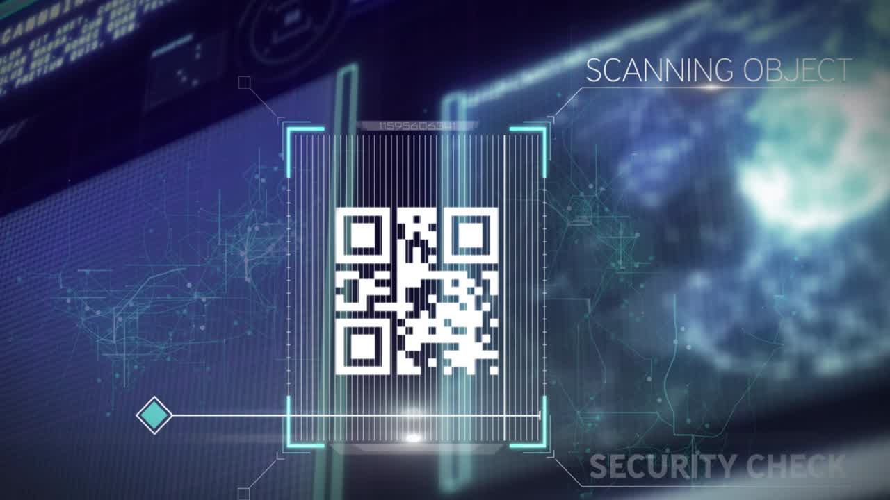 Animation of qr code and data processing on interface