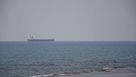 Large-container-ship-in-the-Mediterranean-Sea-off-the-coast-of-Caesarea-in-Israel