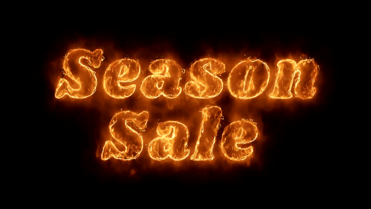Season Sale Word Hot Animated Burning Realistic Fire Flame Loop.
