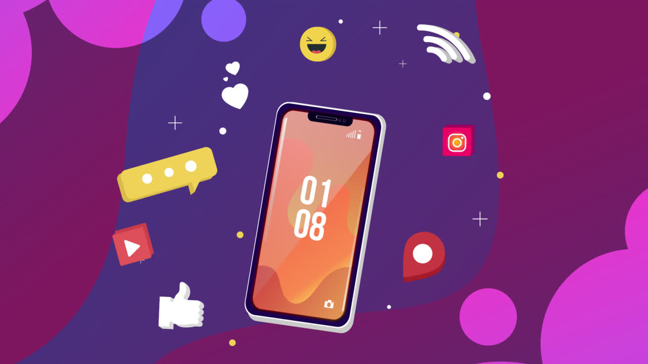 현대 스마트폰 소셜 미디어 인터페이스 일러스트레이션