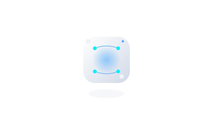 Abstract Minimalist Square Icon with Pulsing Blue Light Animation