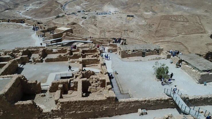 Veduta aerea di Masada, nel deserto della Giudea, Israele