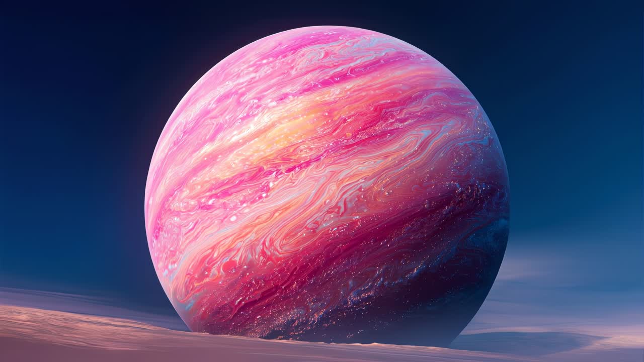 The stunning pink and blue planet positioned beautifully in space captivating and enchanting