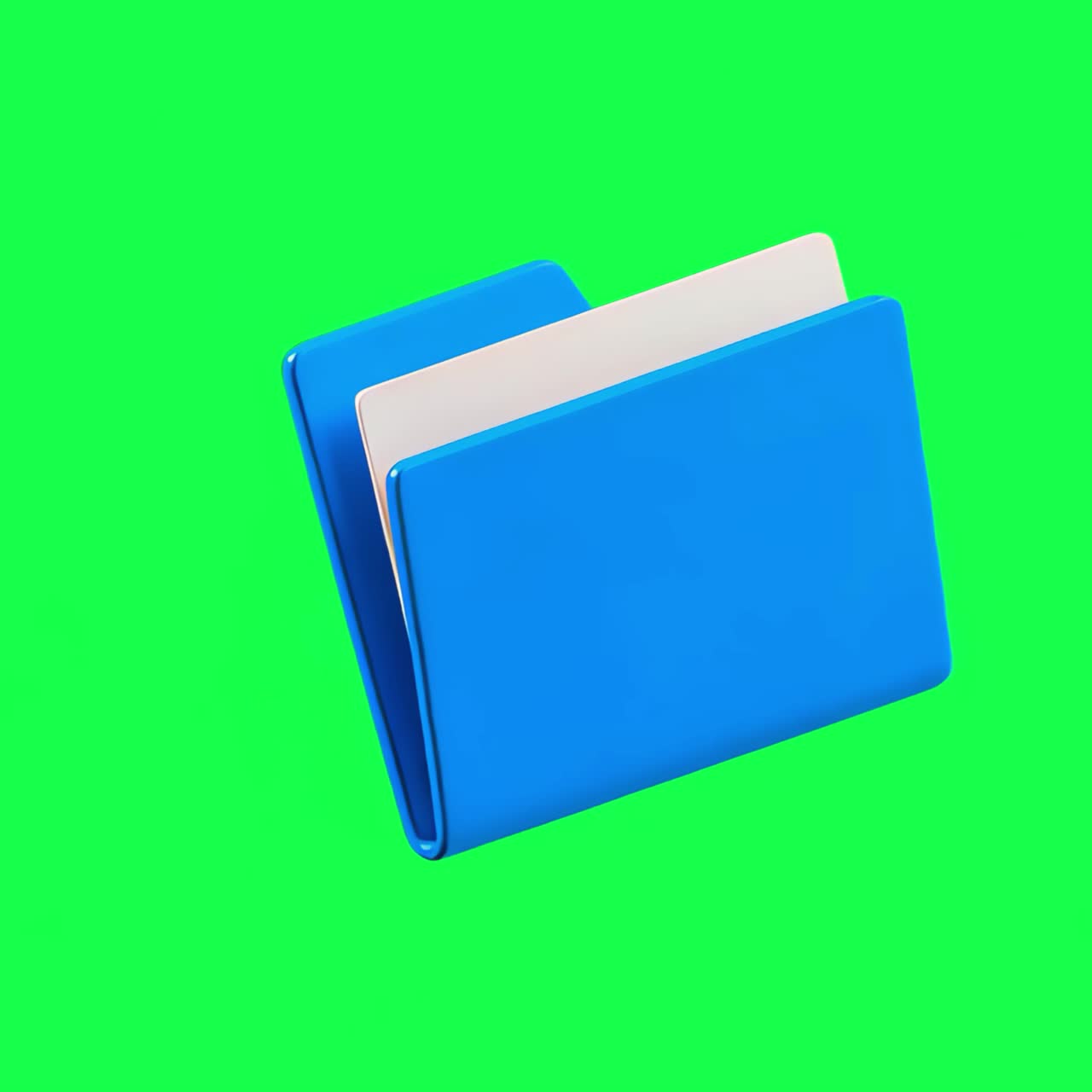Blue folder animation, transparent 4K video, green screen