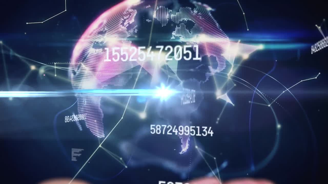 전 세계에 걸쳐 숫자 및 데이터 처리의 애니메이션