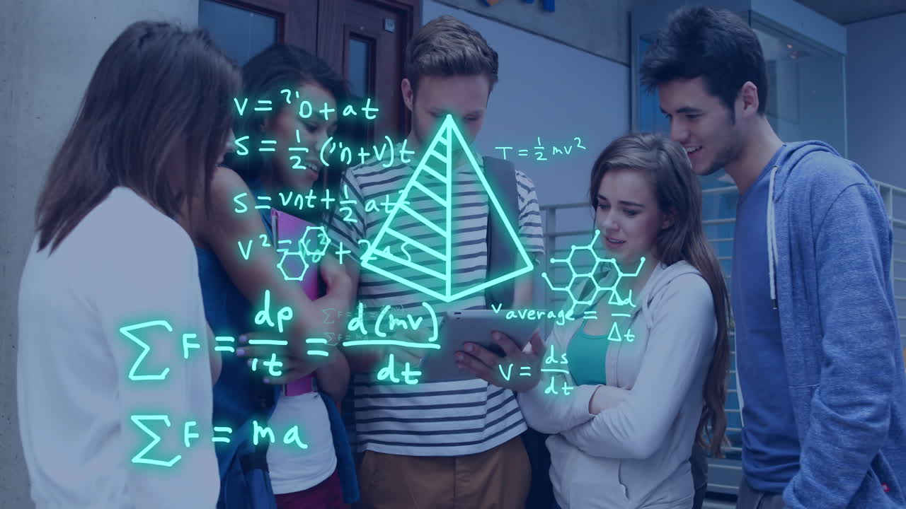 анимация уравнений и обработка данных среди различных студентов