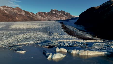 skaftafell and glacier lagoon in south iceland - aerial drone shot