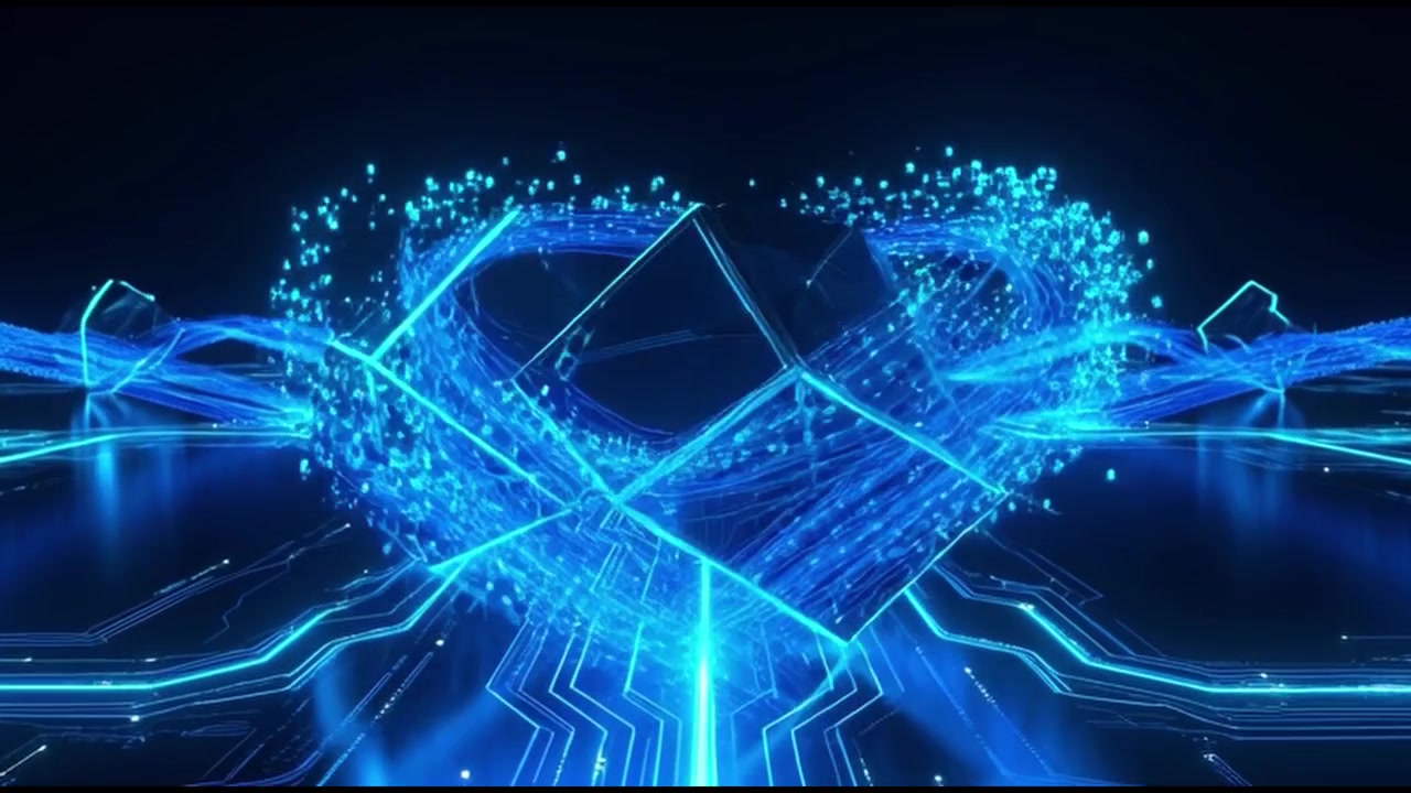 Abstrakt digital hjerteformasjon fra geometriske kuber og kretser