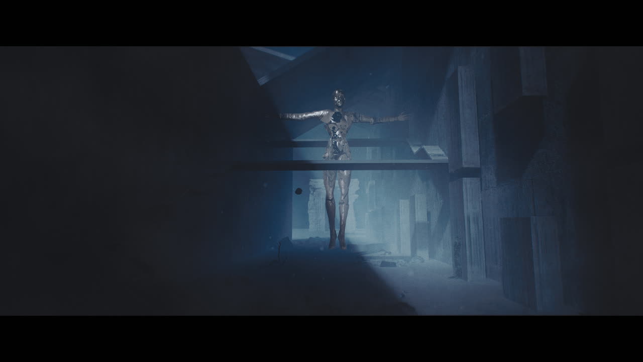 Cyberpunk Creature in a Futuristic Corridor