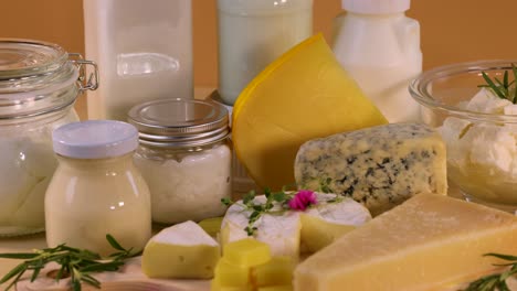 various dairy items arranged on a table