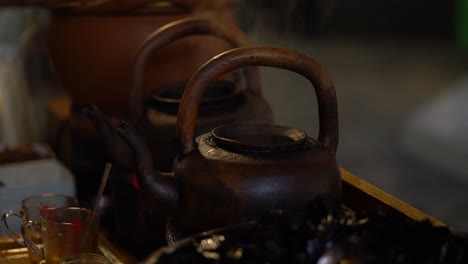 two stovetop kettle boiling water