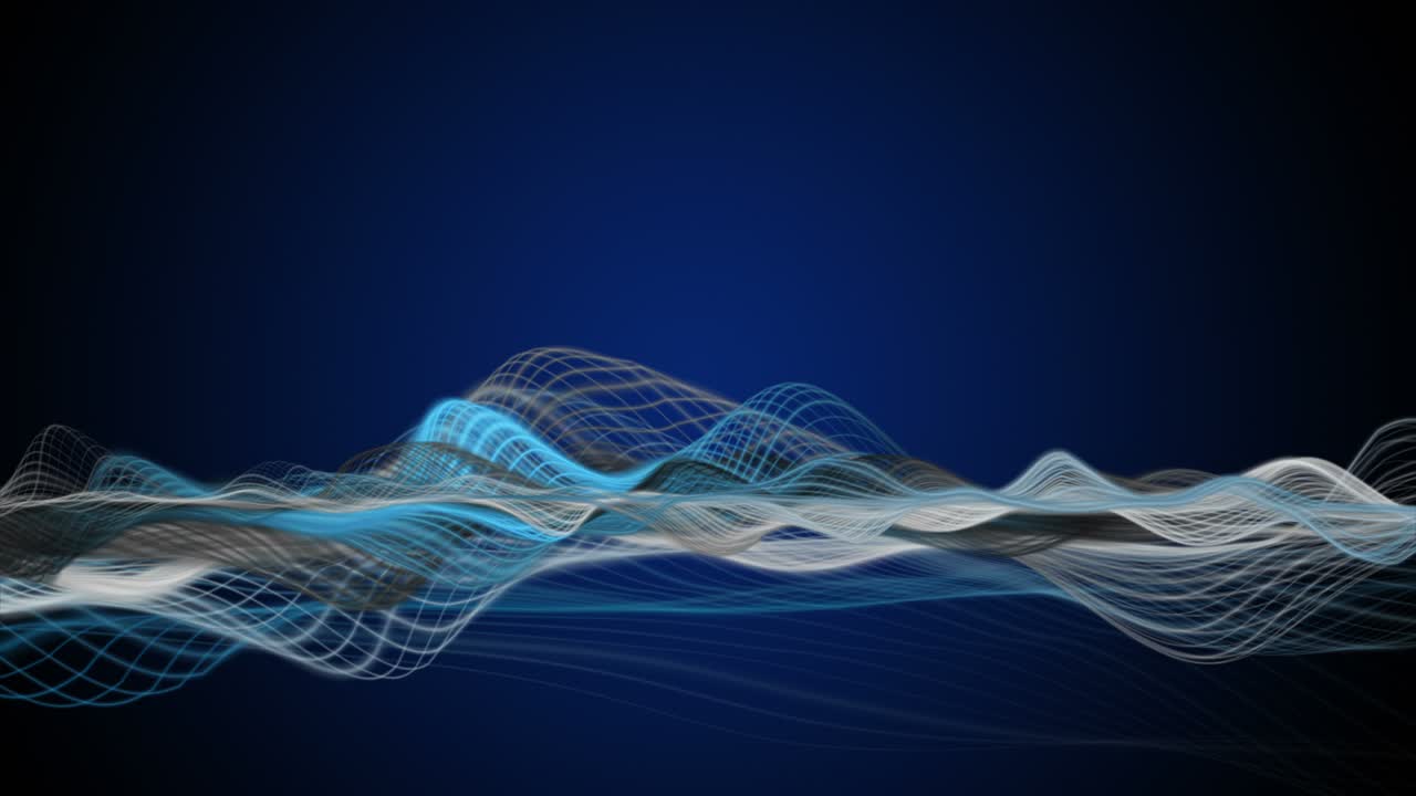 animación futurista con objeto de onda de partículas en cámara lenta y espacio para texto, 4096x2304 bucle 4k