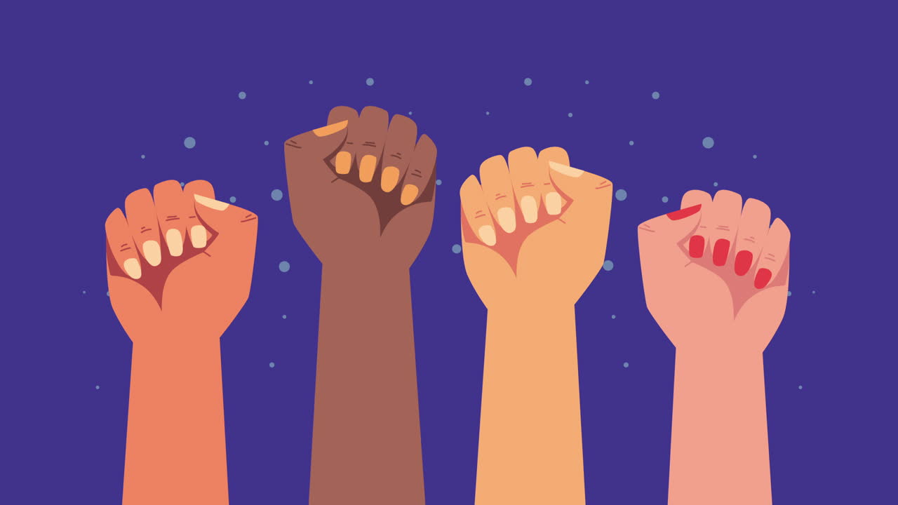 diversidad mujeres manos puño protestando