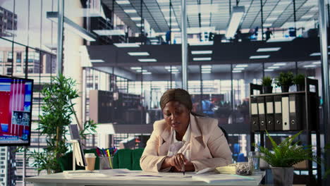 businesswoman working in a modern office